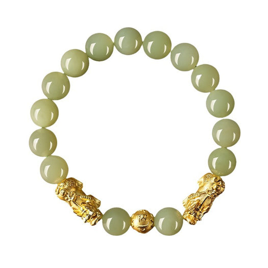 Golden Pixiu Green Jade Bracelet - Inner Manifestation