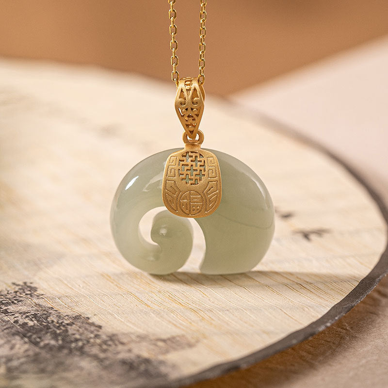 Natural Jade Elephant Necklace - Inner Manifestation