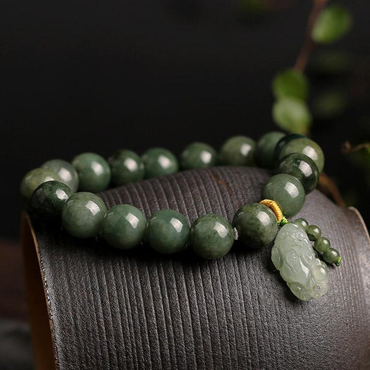 Natural Green Jade Fortune Pixiu Bracelet - Buddha Prayers Shop