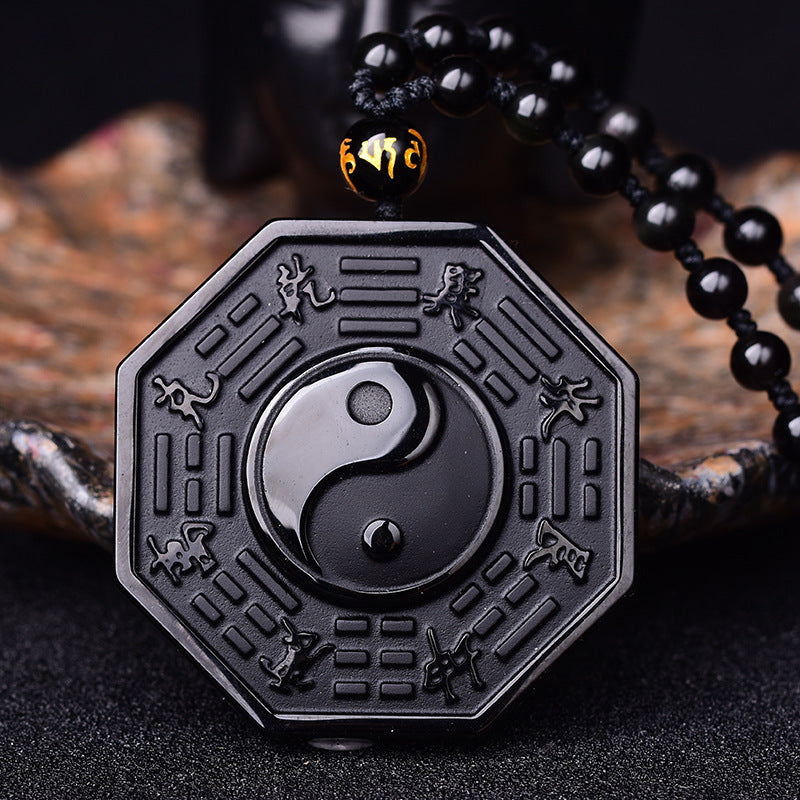 Obsidian Yin And Yang Pendant - Buddha Prayers Shop