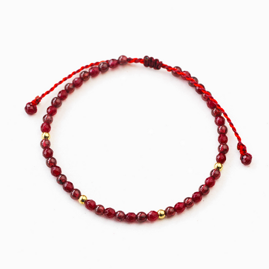 Red Garnet Lucky Weave Red String Wealth Bracelet - Buddha Prayers Shop