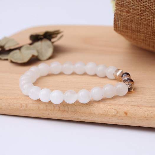 Natural White Chalcedony Positivity Bracelet - Buddha Prayers Shop