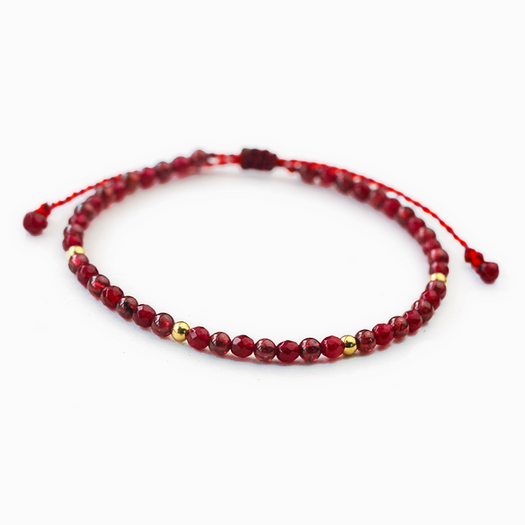 Red Garnet Lucky Weave Red String Wealth Bracelet - Buddha Prayers Shop