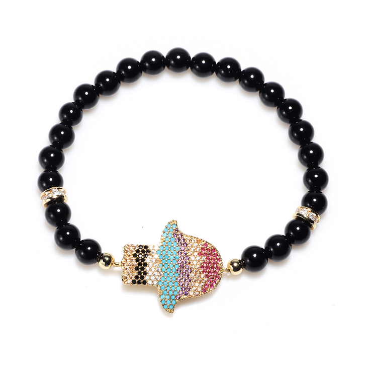 Natural Black Obsidian Hamsa Protection Bracelet - Limited Edition - Buddha Prayers Shop