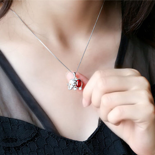 Elephant Symbol Red Garnet Necklace - Inner Manifestation