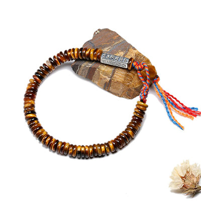 Tibetan Buddhist OM Tiger Eye Beads Bracelet - Inner Manifestation