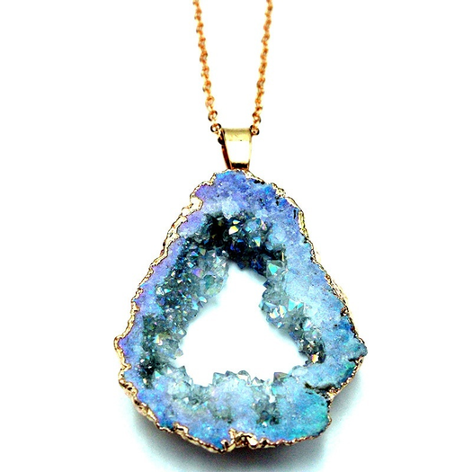 Blue Crystal Geode Necklace - Inner Manifestation
