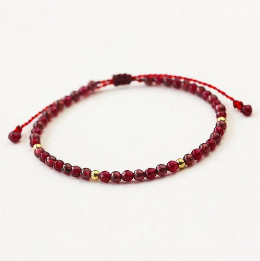Weave Red String Garnet Bracelet for Career Success - Buddha Prayers Shop
