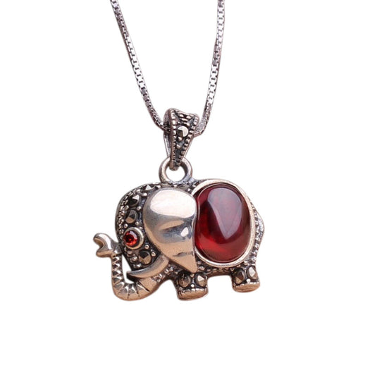 Elephant Symbol Red Garnet Necklace - Inner Manifestation