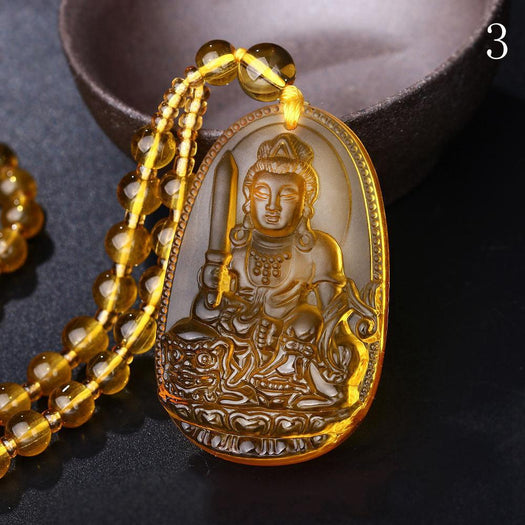 Citrine Guardian Buddha Pendant Necklace - Buddha Prayers Shop