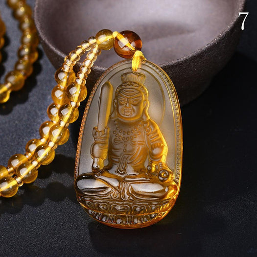 Citrine Guardian Buddha Pendant Necklace - Buddha Prayers Shop